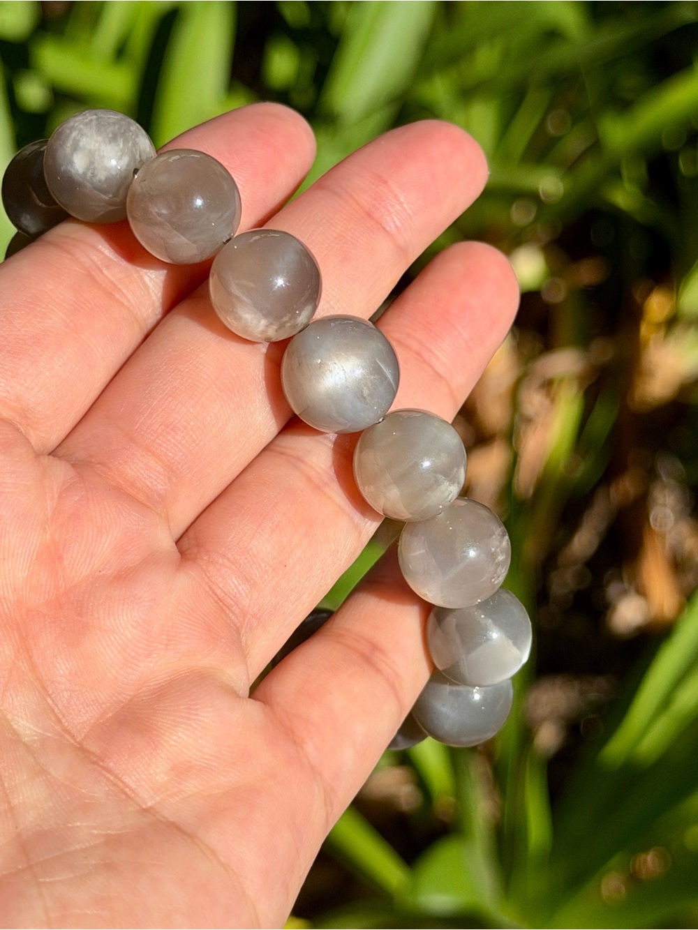 13.5mm Dark Gray Moonstone Stretch Bracelet 2637 - Picture 8 of 9